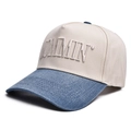Classic two-tone baseball cap in off-white cotton and blue denim with 3D embroidery - Cowboy