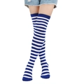 Classic blue and white striped over-knee high socks in elastic knit cotton blend fabric - Royal Blue + White / Thin Stripes 65 / One Size