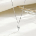 Collier éclair élégant en argent sterling S925 serti de zircons cubiques scintillants - Argent 925 / Argenté