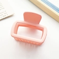 Molla per capelli quadrata rosa opaco con motivo a scacchi per un look elegante - Stile quadrato cavo opaco / Rosa Opaco