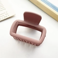 Matte dusty pink square hair claw clip with morandi checkerboard finish in minimalist style - Matte Square Hollow Style / Matte Coffee