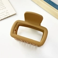 Matte brown checkered hair claw clip with large rectangular hollow design for women - Matte Square Hollow Style / Matte Ginger Yellow
