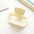 Cream matte checkerboard hair claw clip in a minimalist rectangular frame design - Matte Square Hollow Style / Matte White