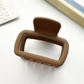 Matte brown checkered hair claw clip with rectangular hollow design and anti-slip teeth - Matte Square Hollow Style / Matte Dark Coffee