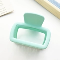 Matte mint green checkered square hair claw clip with geometric frame for women - Matte Square Hollow Style / Matte Teal