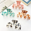 Set of large checkered hair claws in pink, green, orange, and black and white patterns - Classic Plaid Combination