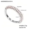 Chic stainless steel ring featuring three rows of pink glue beads in US sizes 6 7 8 - US 7 / Steel Color with Imitation Pearl