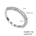 Silver stainless steel ring with pavé-set zircons for women, minimalist design - Steel Color with White Zircon