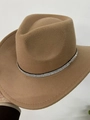 Dark camel wide brim wool fedora hat featuring a sparkling rhinestone decorative band - 56-58cm / Dark Camel Wide Brim Hat with Rhinestone Decorative Strap (AB315)