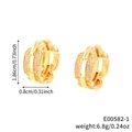 Pendientes de doble aro geométricos dorados con pavé de circonitas cúbicas - Dorado/Circonita Blanca