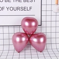 Metallic heart balloons in shiny rose gold finish for elegant party decor, 3-pack set - Metal Heart / Red