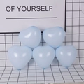 Five heart-shaped light blue latex balloons for wedding party room decoration - Macaron Heart / Blue
