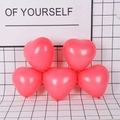 Five 10-inch heart-shaped latex balloons in fluorescent pink for party decoration - Macaron Heart / Red