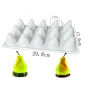 Professional 12-cavity pear-shaped silicone mold for DIY mousse cakes and puddings - 15-Hole Pear