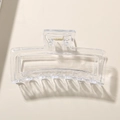 Transparent 13cm large square hair claw clip for thick hair with golden spring - 13cm Rectangle - Glossy Transparent White / Bulk (No Packaging)