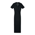 Vestido polo ajustado de punto negro con manga corta y elegantes detalles calados - Talla única / Negro
