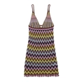 Mini abito colorato in maglia all'uncinetto con motivo zigzag e spalline sottili - S / Multicolore