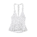 Schickes Neckholder-Polka-Dot-Schößchen-Top für Damen mit tiefem V-Ausschnitt und ärmellos - S / Weiß Gepunktet