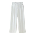 Elegante weiße High-Waist-Hose mit weitem Bein und Bügelfalten für Damenmode im Frühling - XS / Weite Hose Mit Hoher Taille
