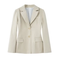 Detalle de chaqueta de punto entallada con solapas clásicas y bolsillos de solapa - XS / Blanco Roto