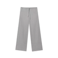 Dettaglio di pantaloni larghi in lino grigio chiaro con coulisse elastica e piega sul fondo - Pantaloni Grigi
