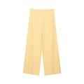 Dettaglio dei pantaloni in lino giallo chiaro a gamba larga con coulisse e orlo ampio - Pantaloni Gialli