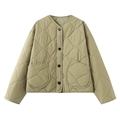 Damen-Steppjacke in Helloliv mit Wellenmuster, Rundhals und einreihiger Knopfleiste - S / Grün