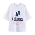 White oversized t-shirt with LA California print and San Diego lettering graphic - S / White