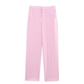 Elegante hellrosa High-Waist-Anzughose für Damen mit weitem Bein und scharfer Bügelfalte - XS / Rosa Hose