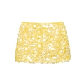 Nahaufnahme des gelben Pailletten-Minirocks mit reflektierenden runden Pailletten - XS / Gelb