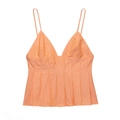 Damen Popeline Camisole-Top mit orange-weißen vertikalen Streifen und plissiertem Saum - S / Orangerot