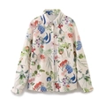 Damenhemd 2025 aus Satin mit Blumenmuster, langen Ärmeln und klassischem Kragen - S / Druck
