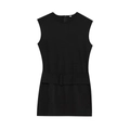 Classic black sleeveless dress with a matching waist belt and a round neck for women - S / Black