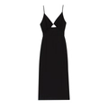 Elegante abito midi nero senza maniche con scollo a V e dettaglio cut-out frontale - S / Nero