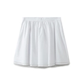 Women's minimalist white high-waist pleated mini skirt with voluminous A-line flare silhouette - S / White