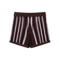 Short en maille à rayures marron et rose avec cordon de serrage pour les vacances d'été - S / Short En Tricot Rayé