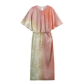 Damen Midi-Kleid mit Batik-Farbverlauf, Schmetterlingsärmeln und passendem schmalem Gürtel - S / Batik Verlauf