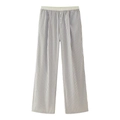 Pantalón casual a rayas marrones con cintura elástica y detalle de botones frontales - XS / Pantalones