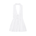 Weißes Halterneck-Rückenfreies Kleid mit Kordelzug-Taille und Knopfleiste am Rock - S / Weiß