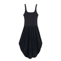 Women's black sleeveless dress with square neckline and flared balloon hemline - S / Black