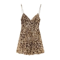 Abito corto estivo da donna con stampa leopardata spalline sottili e scollo a V - S / Stampa leopardata