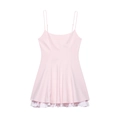 Vestido rosa de tirantes con dobladillo de volantes a rayas para el verano - S / Rosa