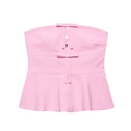 Top bustier rose avec nœuds décoratifs, détails ajourés et ourlet à basque élégant - S / Rose
