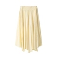 Hellgelber Chiffon-Midirock mit hohem elastischem Bund und unregelmäßigem Saum - S / Skirts