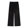 Schwarze Cordhose für Damen mit hoher Taille und weitem Bein für Herbst und Winter - XS / Pants / Schwarz