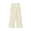 Détail du pantalon large de couleur crème avec plis verticaux et taille haute élégante - XS / Pantalon Blanc Crème