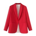 Women's chic red shawl lapel blazer jacket with front pockets in a slim professional fit - S / Tops / Red