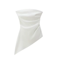Top a fascia bianco da donna con increspature e orlo asimmetrico dal design minimalista - S / Bianco