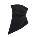 Top asimmetrico nero con spalle scoperte da donna con pieghe e cerniera laterale - S / Nero