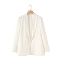 Women's chic white shawl collar blazer in a premium drape fabric with flat side pockets - S / White